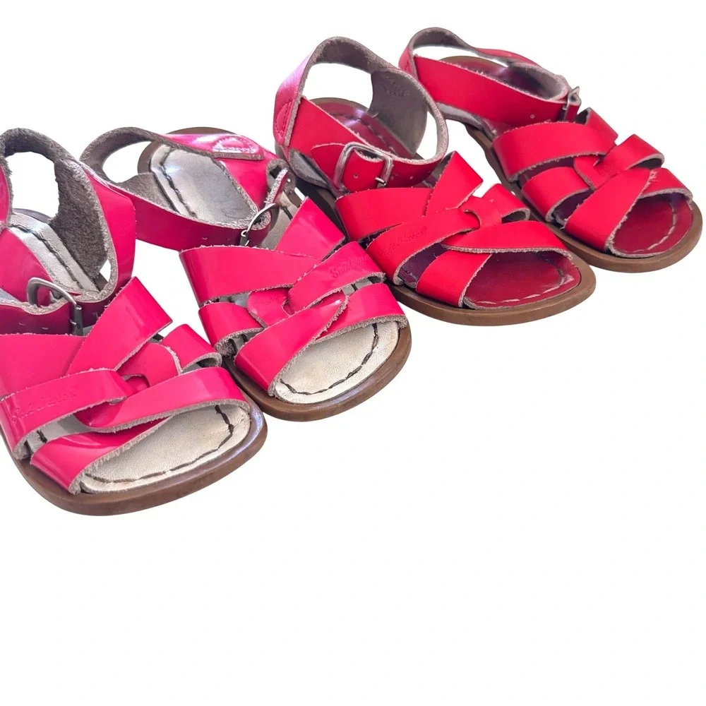 Salt Water Sandals Bundle Kids Size 7 Toddler‎ Original Leather Pink Red 2 Pairs